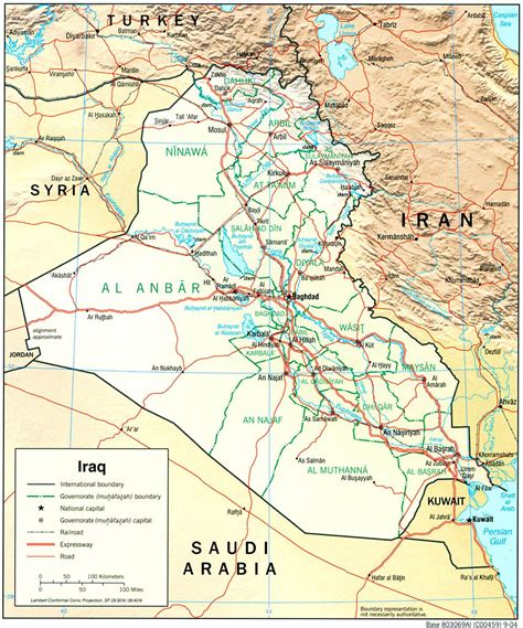 Detailed Road And Relief Map Of Iraq Iraq Detailed Road And Relief Map Vidiani Maps Of