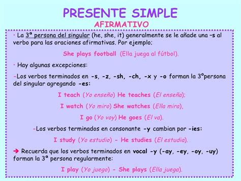ejemplos del presente simple en ingles y español opciones de ejemplo