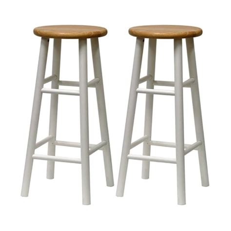shop winsome wood set of 2 white natural 30 in bar stools at