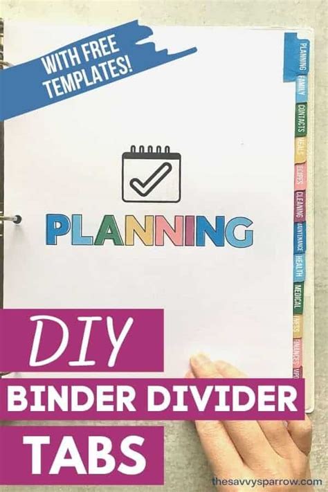 Diy Binder Divider Tabs Grab The Free Printable Template Now 2022