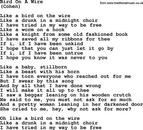 Bird On A Wire By The Byrds Lyrics With Pdf