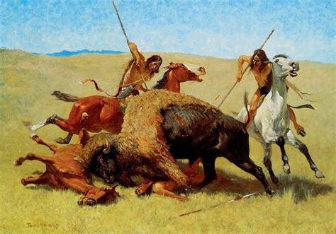 The Buffalo Hunt By Frederic Remington Western Native American Art