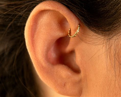 Gold Helix Hoop 14k Gold Helix Piercing Helix Earring Gold Etsy