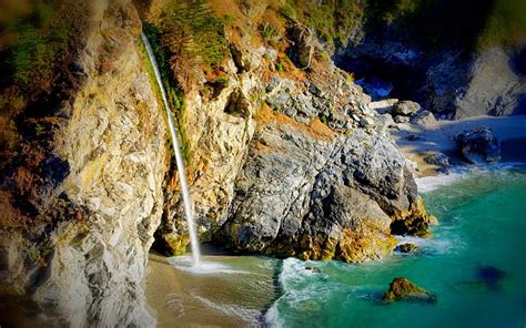 Rocky Falls Waterfall Cliff Usa Coast Hd Wallpaper Peakpx