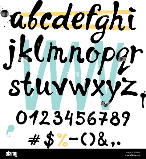 Handwritten Trendy Vector Alphabet Drawing Calligraphic Letters