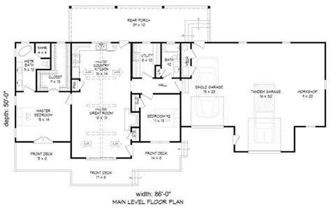 Country Style House Plan 2 Beds 2 Baths 1365 Sqft Plan 932 170