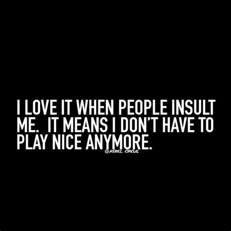 i love it when people insult me it means i don t have to play nice anymore memes quotes funny