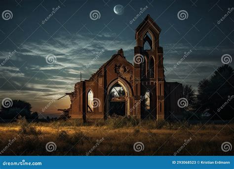 Moonlit Gaze upon a Forgotten Church, Reverence Enshrouded in Silence