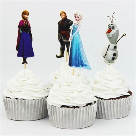 72pcslot Olaf Esla Anna Snow Freezing Toppers Picks Cupcake Toppers