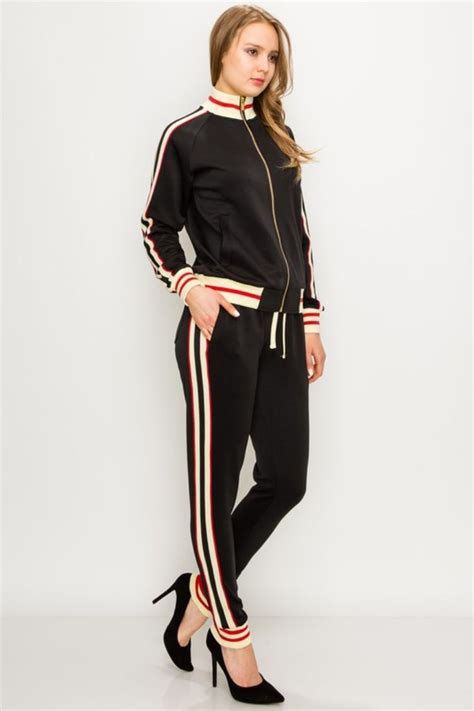 Women Track Suits Black With Border Tracksuit Stylish Outfits