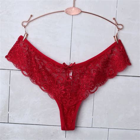 women sexy lace floral lingerie low waist thong panty g string women fashion underwear in women