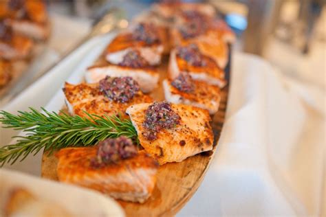 Cedar Planked Salmon Rustic Elegant And Delicious Wedding Reception