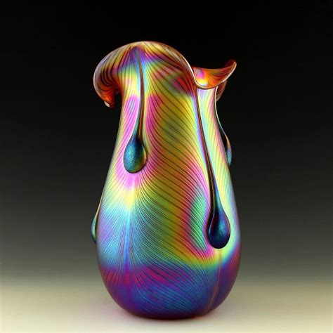 Bohemian Art Nouveau Vase Jugendstil Iridescent Glass Glamorous Loetz Decor