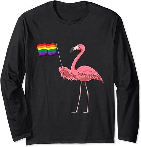 Gay Flamingo Lgbt Pride Rainbow Flag Flamingo Pride Month Long Sleeve T Shirt Uk