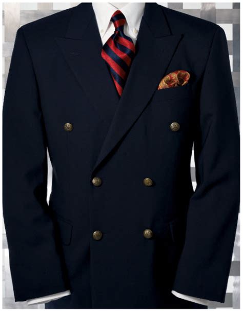 Mens Navy Blue Double Breasted Blazer