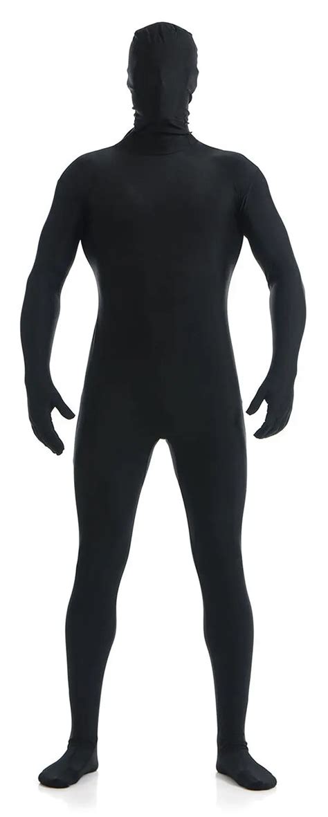 black zentai suit men full hood zentai bodysuit lycra body suit with mask spandex catsuit one