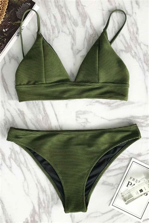 relaxation exercises solid bikini set