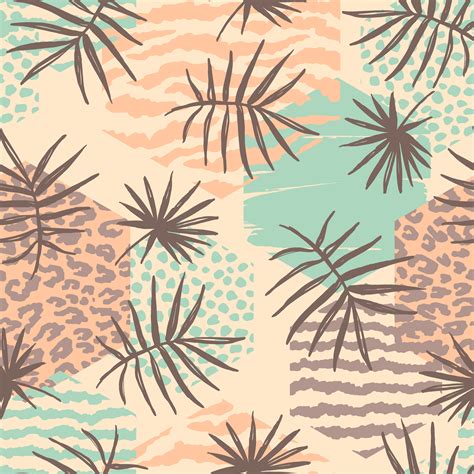 Abstract seamless pattern with animal print, tropical plants and ...