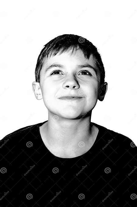 School Age Boy Smiling Looking Up Stock Photo Image Of Handsome
