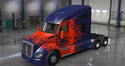 optimus prime kenworth  truck metallic skin american truck