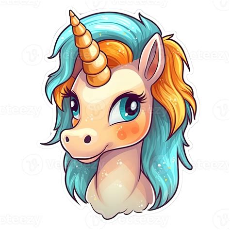 Cute Cartoon Unicorn Sticker 24487795 Png
