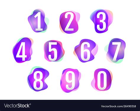 Number 1 To 10 On Pink Purple Neon Colors Vector Image
