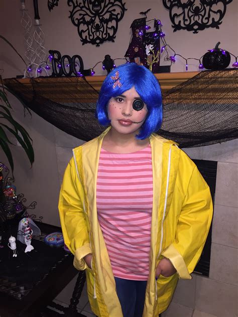 Half Pretty And Button Eye Coraline Coraline Costume Coraline Makeup Halloween Outfits