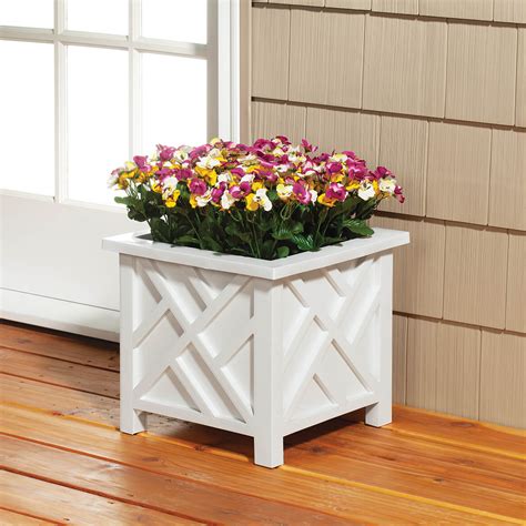 White Chippendale Planters Set Of 2