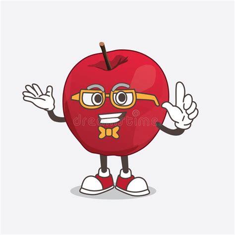 Apple Cartoon Mascot Character In Geek Style Stock Vector