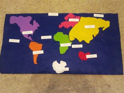 Felt Continents And Oceans Map Teacher Classroom Education Major