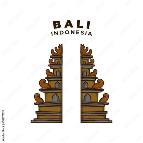 Bali Indonesia Shrine Landmark Illustration Temple Tourism Religious Herritage Icon Vector