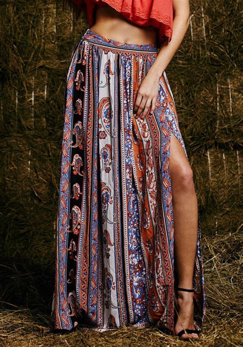 Gypsy Fashion Sexy Ladies Summer Style Floral Long Skirt Vintage Boho Tribal Maxi Beach Evening