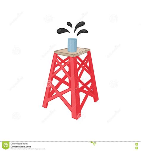 Oil Rig Icon In Cartoon Style Stock Vector Illustration Of Fossil
