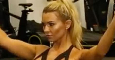 christine mcguinness boobs threaten to escape skimpy sports bra in steamy workout daily star