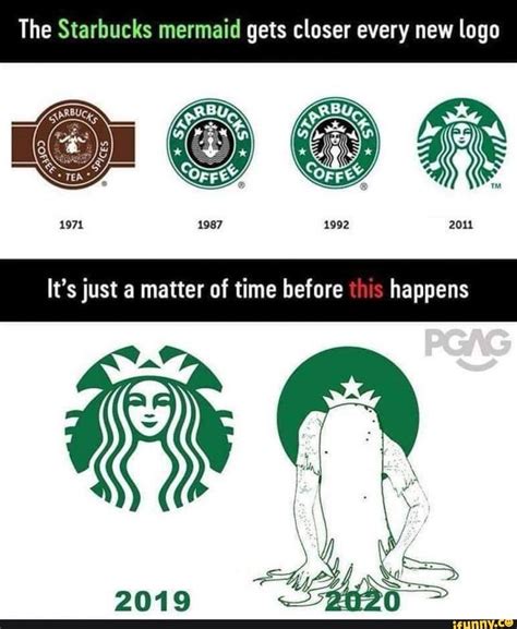 The Starbucks Mermaid Gets Closer Every New Logo Starbucks Memes Starbucks Funny Starbucks