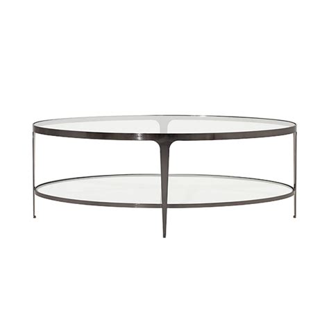 Worlds Away Brando Two Tier Glass Top Oval Coffee Table In Gunmetal Gracious Style