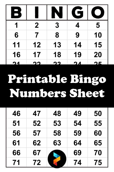 Printable Bingo Numbers 1 75 Printabler Printable Bingo Cards Bingo