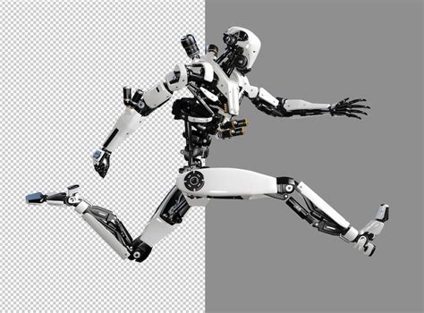 Premium Psd Cyberpunk Robot Running Isolated 3d Render