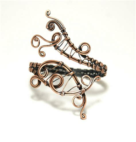 Handmade Copper Cuff Bracelet Wire Wrapped