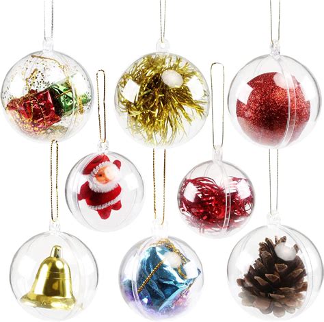 Gwhole 15 Pcs Christmas Ball Clear Transparent Balls Ornaments Diy