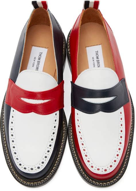 Lyst Thom Browne Tri Color Leather Penny Loafers