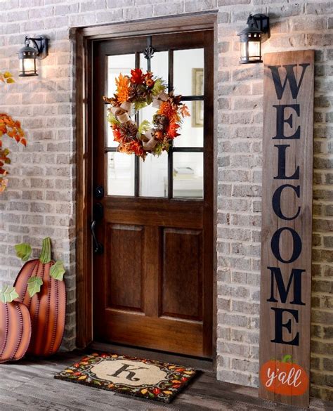 Browse entryway ideas and decor inspiration. Welcome Guests with Fall Door Decorations | Front doors ...