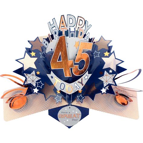 Happy 45th Birthday 45 Today Pop Up Greeting Card Cards