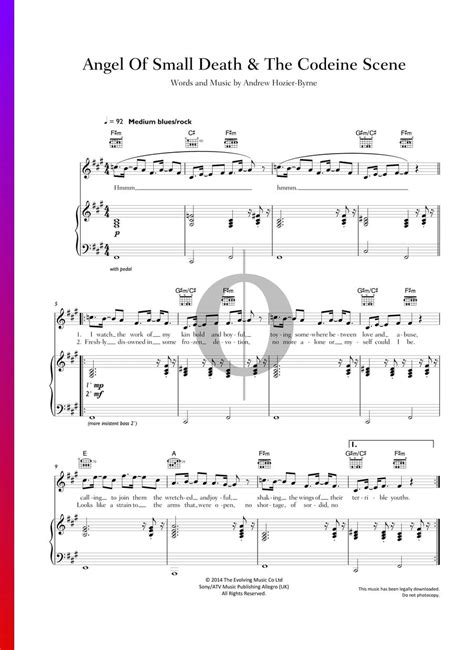 Angel Of Small Death And The Codeine Scene Sheet Music Piano Guitar