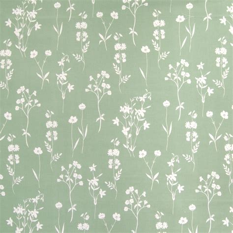 Sage Green Floral Cotton Upholstery Fabric
