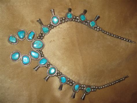 Antique Sterling Silver Turquoise Navajo Squash Blossom Necklace Collectors Weekly