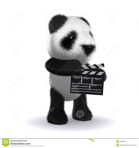 3d Baby Panda Bear Is Making A Movie Stock Illustration Illustration