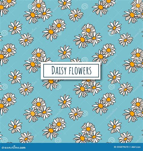 Daisy Flowers Seamless Pattern Background Vector Illustration Stock