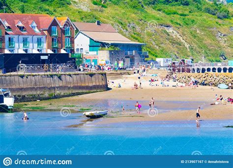 View Of Sunny Sands Beach Folkestone Uk Editorial Photography Image