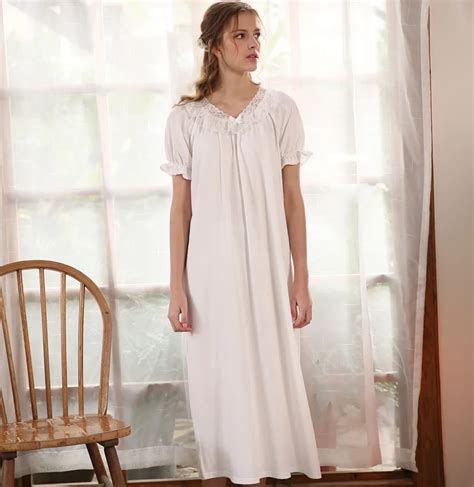 Vintage Nightgown Female Autumn Cotton Sleepwear Sweet Lady Arab Women